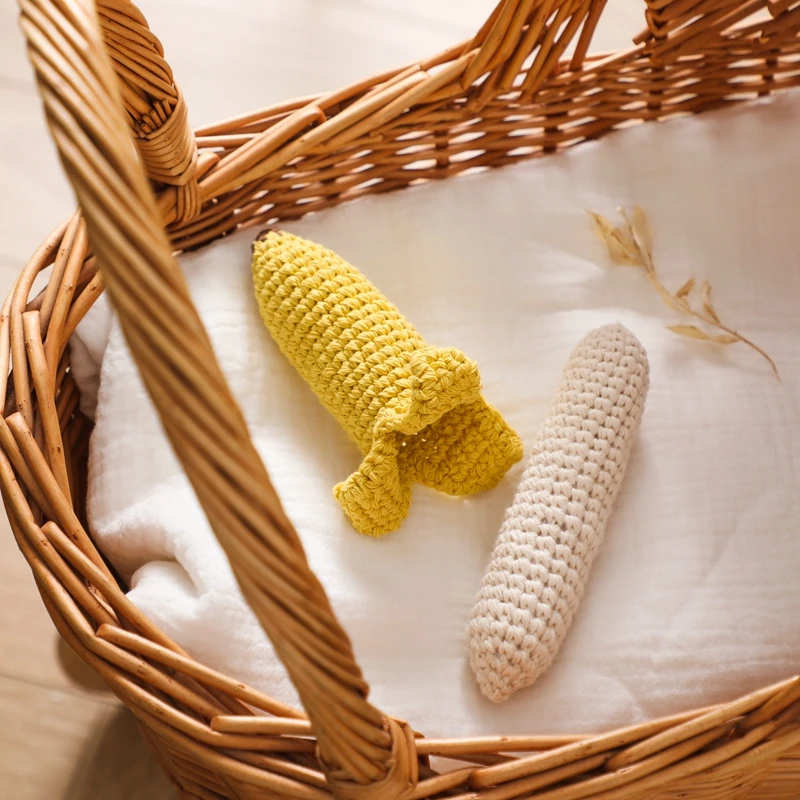 Baby Play Gym Toys Baby Crochet Rattle Wooden Ring Fruit Pendants Teether Toys Infant Play Gym Toys Fitness Rack Accessories Baby Montessori