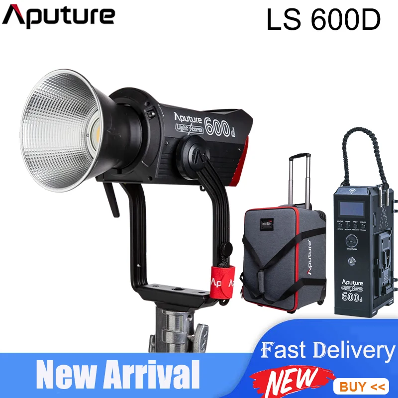 Aputure-LS 600d 라이트 스톰 V-마운트 600W 전문 비디오 램프, 사진 일광 LED 조명 키트 600W 5600K V-마운트 360 ° 조절 가능
