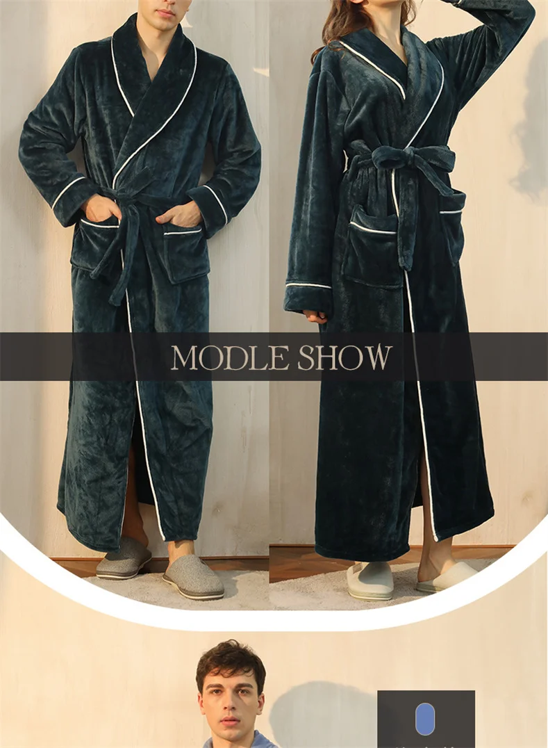 Plush Flannel Bathrobe for Women Long, Warm, Winter Night Robe 66