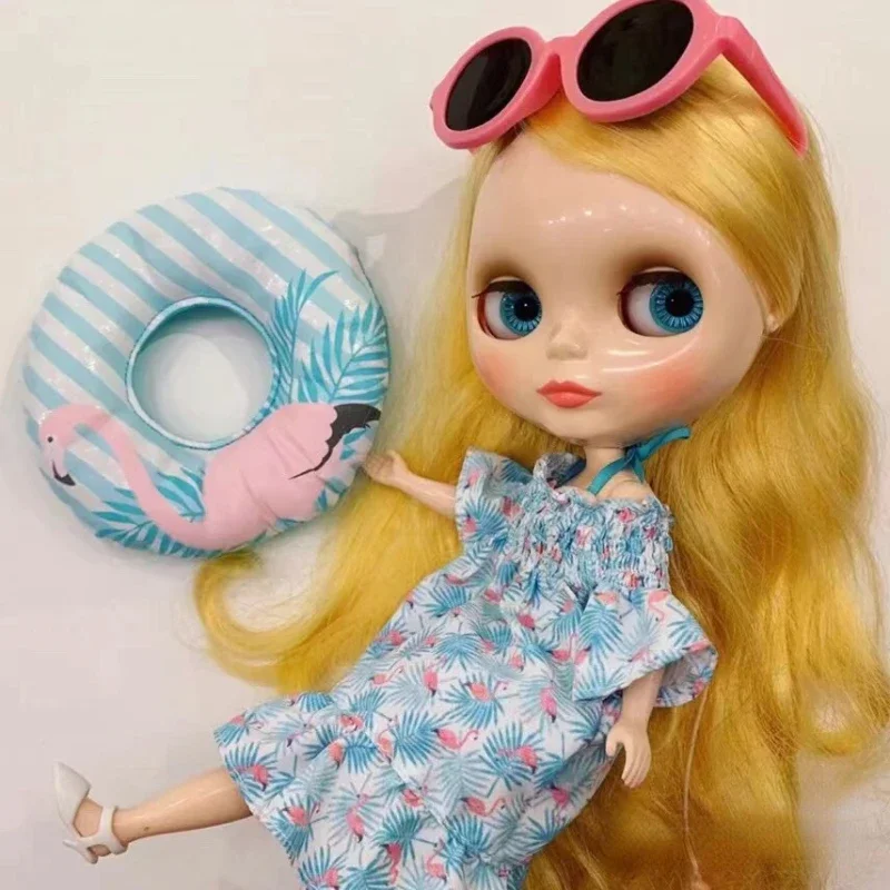 

Кукла Neo Blyth Fani с фламинго, шарнирная кукла для отпуска, бикини, фигурка для девочек, игрушка «сделай сам», макияж, милая красота, дизайнерская игрушка ручной работы, подарочный набор