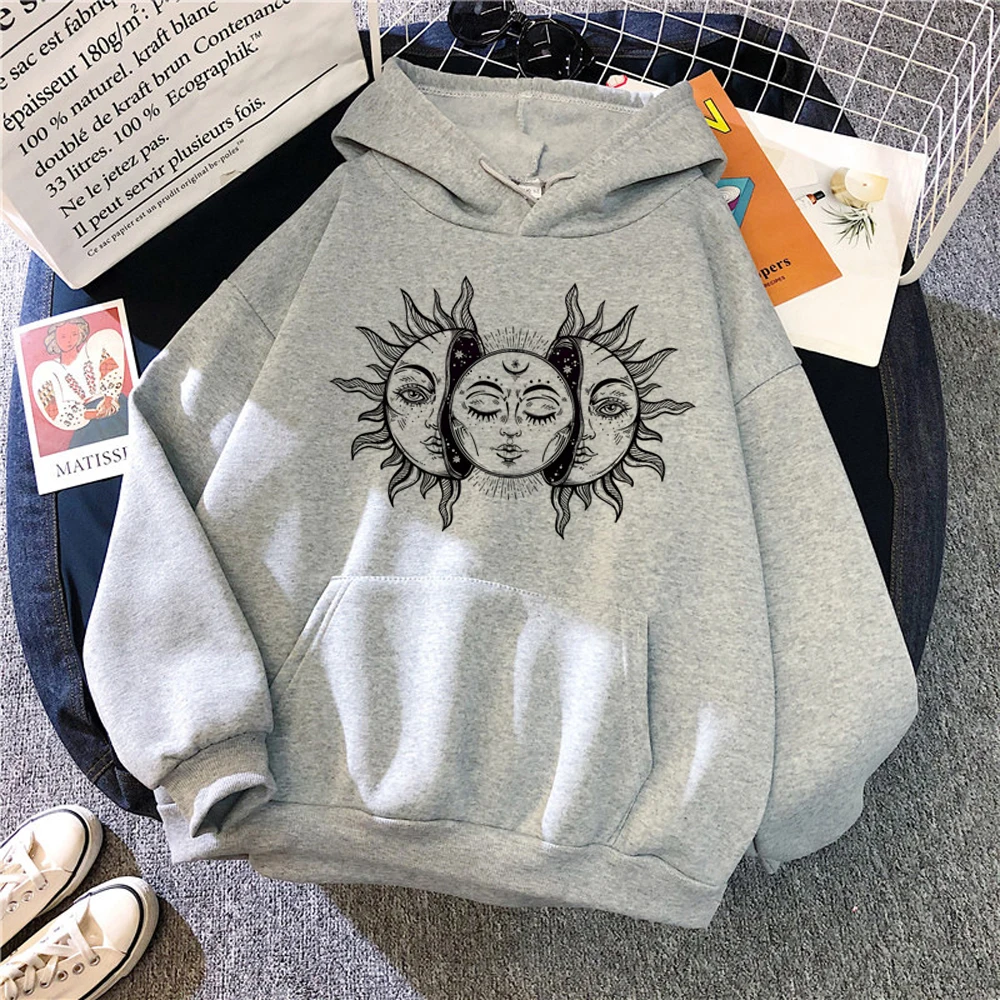 

Witch Triple Moon Gothic Sun hoodies women Korean style gothic aesthetic graphic clothes Hooded Shirt female Kawaii pulls