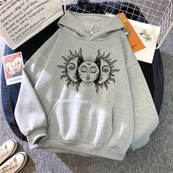 Witch Triple Moon Gothic Sun hoodies women Korean style gothic aesthetic graphic clothes Hooded Shirt female Kawaii pulls