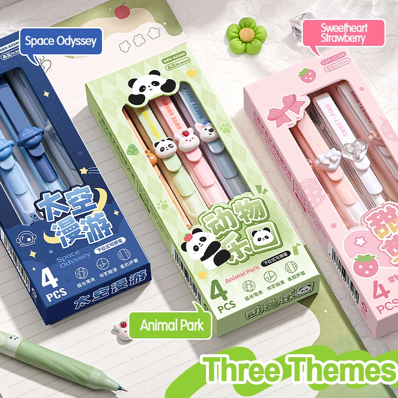 4-Pack Erasable Gel Pens with Replaceable Cores for Smooth, Quick-Drying Writing