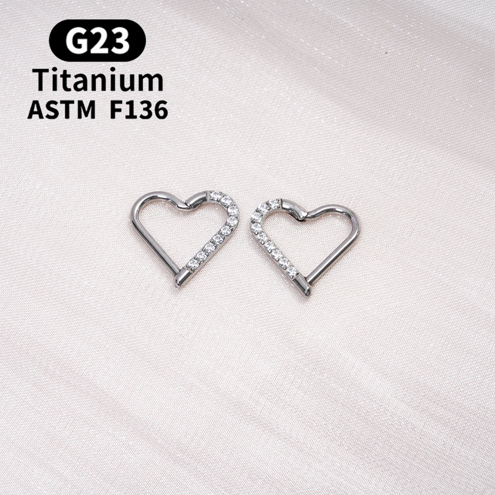 5 Paia Orecchini In Titanio G23 Per Orecchie Sensibili | Cuore Stella Fiore Zirconi | Post 10mm 18G | Ipoallergenici