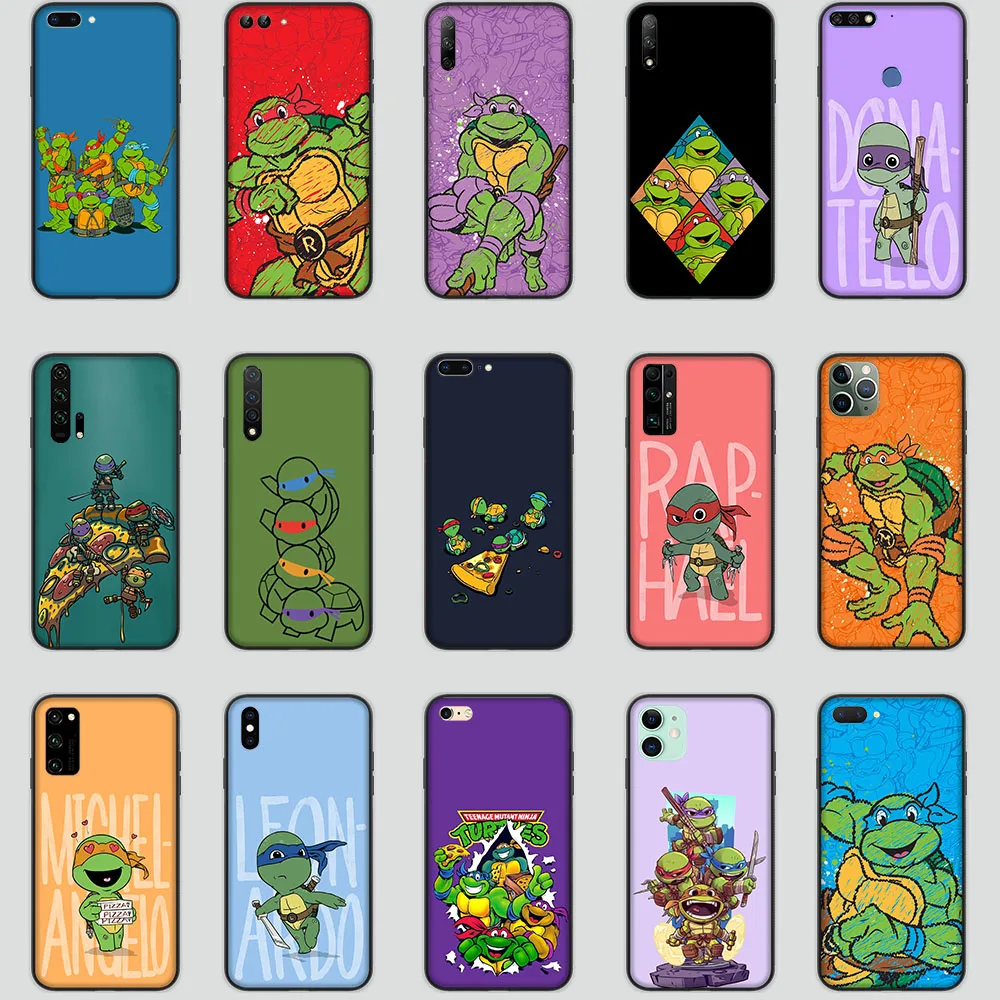 Mt-98 Custodia Ninja Turtle Per Iphone 5 5S Se 6 6S 7 8 Mini 12 11 Pro Xr Max Cover Nera