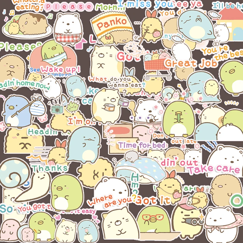 

40 pcs/bag Kawaii Sumikko Gurashi PVC Japanese Anime Waterproof Stickers Scrapbooking Diy Stationery Diary Sticker