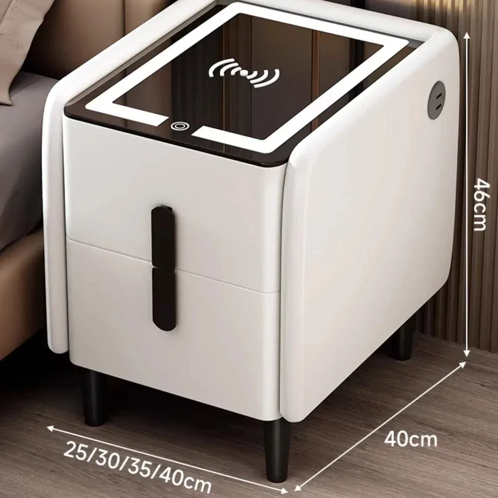 Nightstands Set Intelligent Bedside Table With Wireless USB Charging Multifunctional Simple Bedsides Cabinets Luxurious Bedside Storage Cabinet