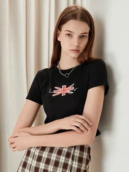 Women's Crop Tops Fit Round Neck Short Sleeve Letter Print Short T-Shirt Graphic Tops for Summer 4