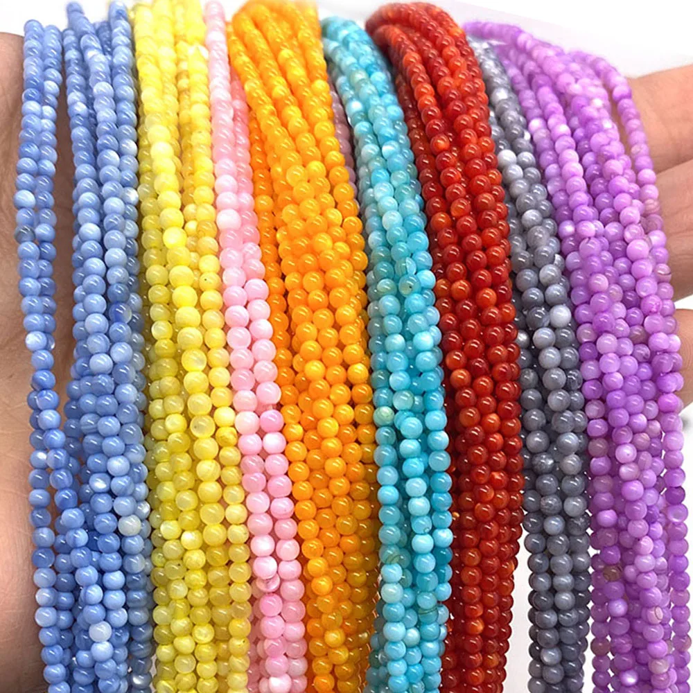 

2mm 3mm Natural Shell Beads Multi Color Rondelle Bead Dyed Mother of Pearl Shell Loose Spacer Beads for Making Jewelry Bracelets