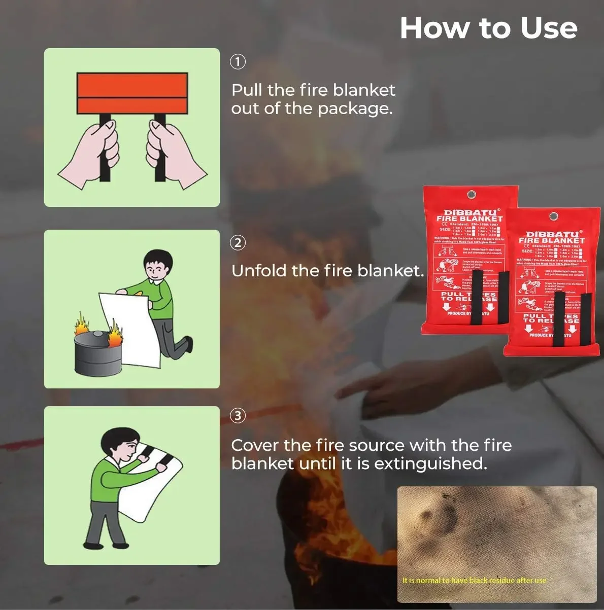 120X120cm Fire Blanket Fighting Fire Extinguishers Tent Boat Emergency Blanket Survival Shelter Safety Cover