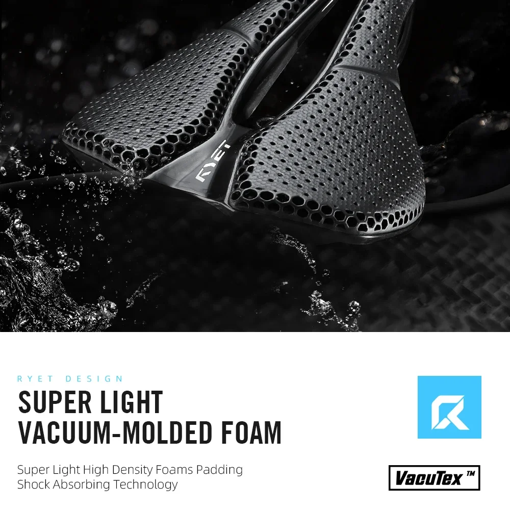RYET Vollcarbon 3D-gedruckter Fahrradsattel 245 x 143 mm Vakuumpolsterung für MTB Gravel Rennrad Rennsattel Leichte Fahrradteile – Detail 17