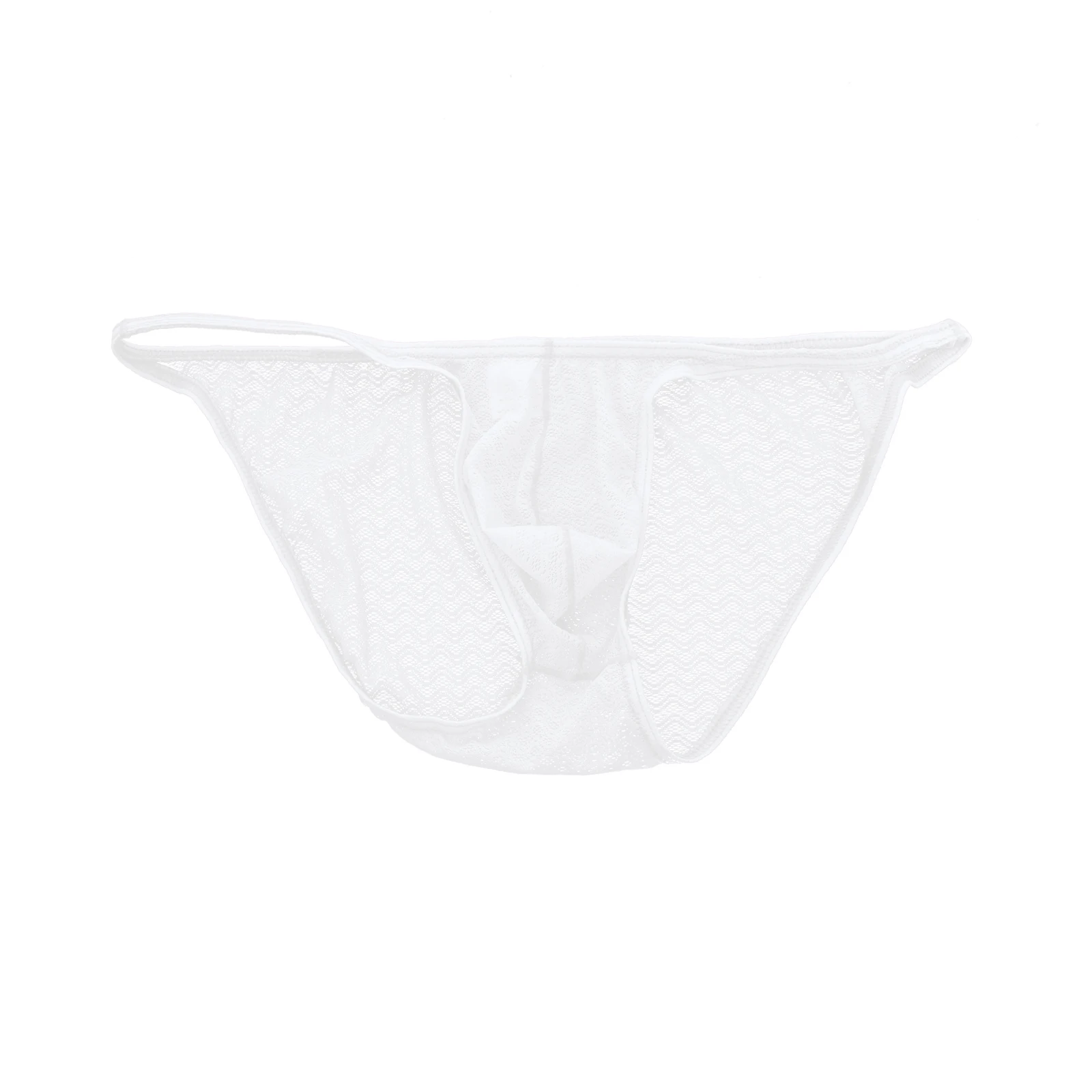 Lace Briefs Men's Low-rise Sexy Panties Erotic Lingerie Mesh Ultra-thin U Bulge Pouch Underwear Mini Underpants See-Through