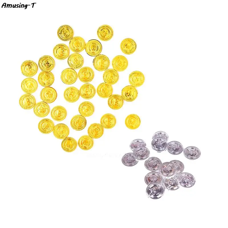 50pcs Pirate gold Coins fake gold Halloween Christmas decorations for home kids