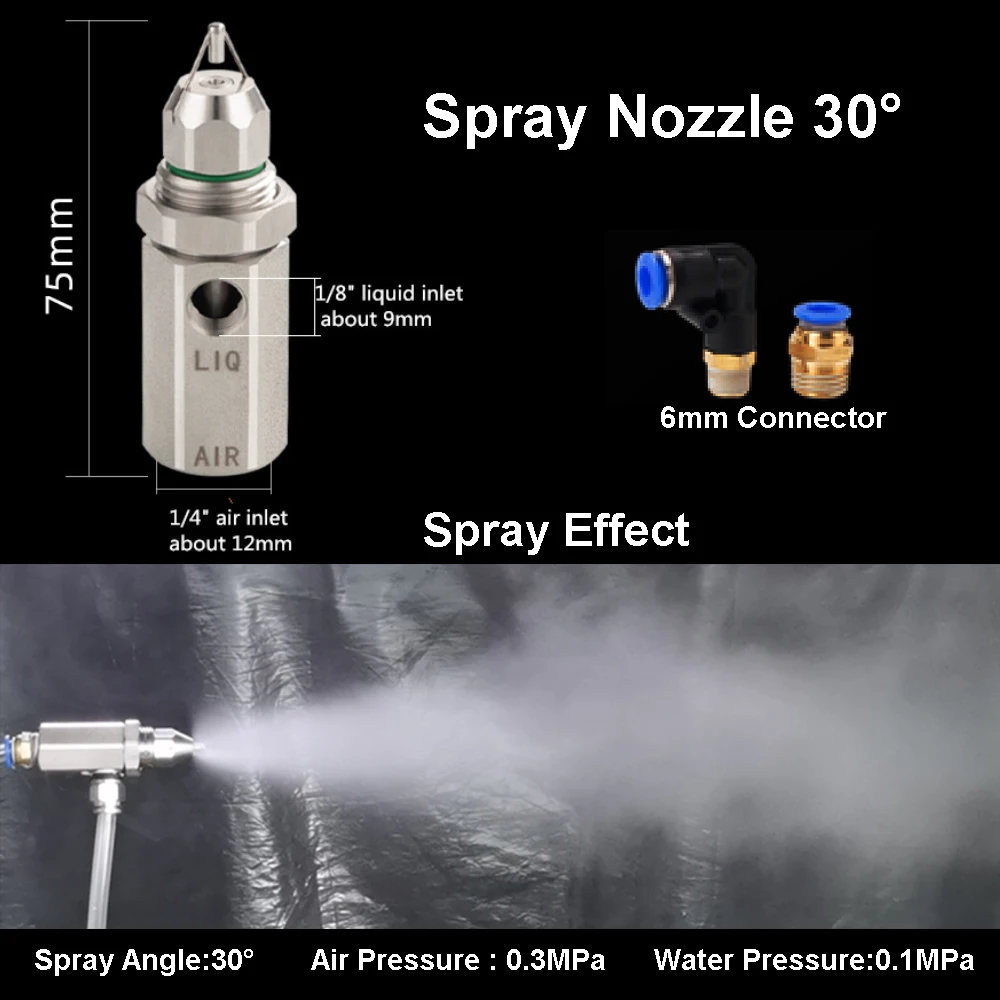 Spray Nozzle Stainless Steel Ultrasonic Atomizing with Accessories for Odour Control