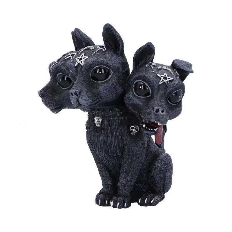

New Cute Animal 3 Heads Dog Statue Decorative Figurines Resin Flying Dragon Ornament Desk Decoration Home Decor Accessories