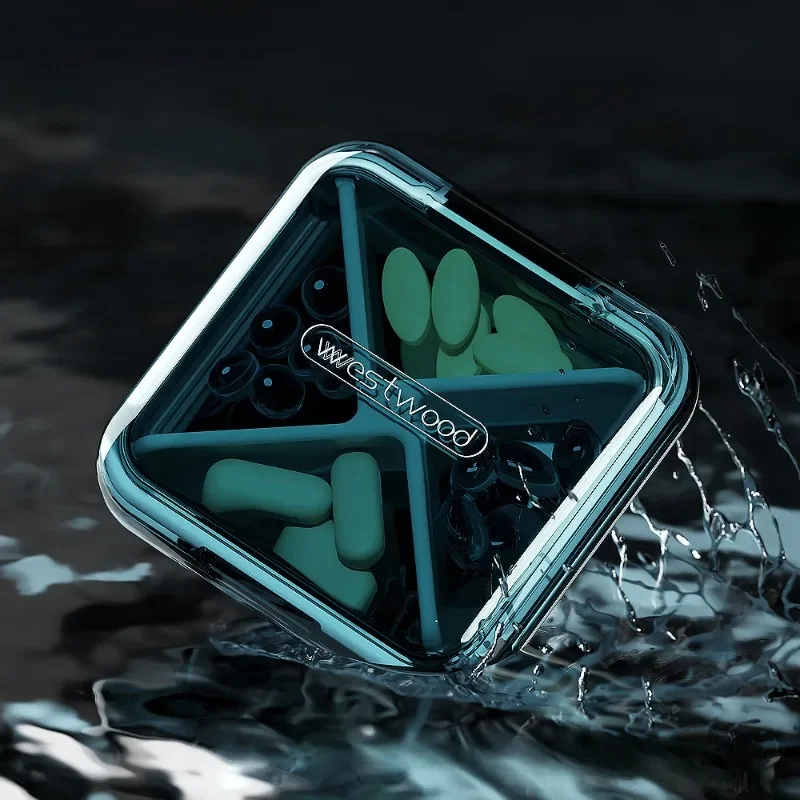 Daily Pill Organizer 4 Compartments Portable Travel Small Pill Case Pill Box for Purse Pocket to Hold Vitamins Cod Liver Oil