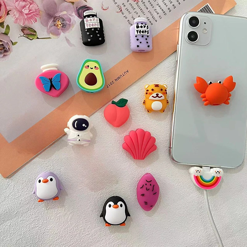 

1Pc Cute Penguin Cable Protector Cartoon Charger Protector Cable Winder Organizer Data Line Cord Protective Cover For iPhone