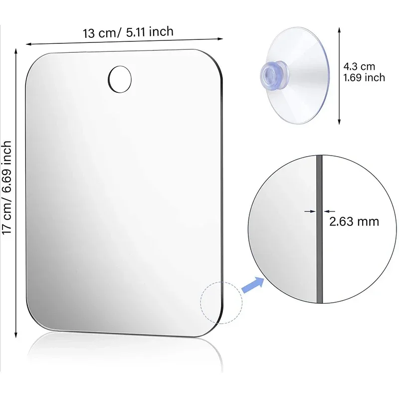 Makeup Mirror With Holder Suction Cup 360 Shower Shave Mirrors Bathroom Mirrors Washroom Fog Free