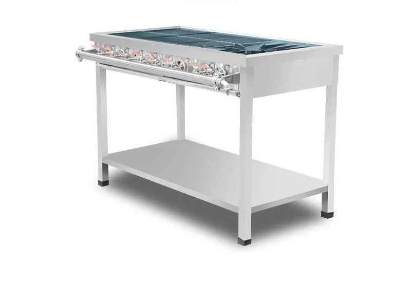 Commercial 4 6 8 Casserole Open Hearth Multi-head Gas Stove BBQ Griddle Grill Meat Baking With Grate