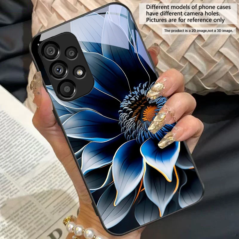 Elegant Black Gold Lotus Totem Glass Phone Case