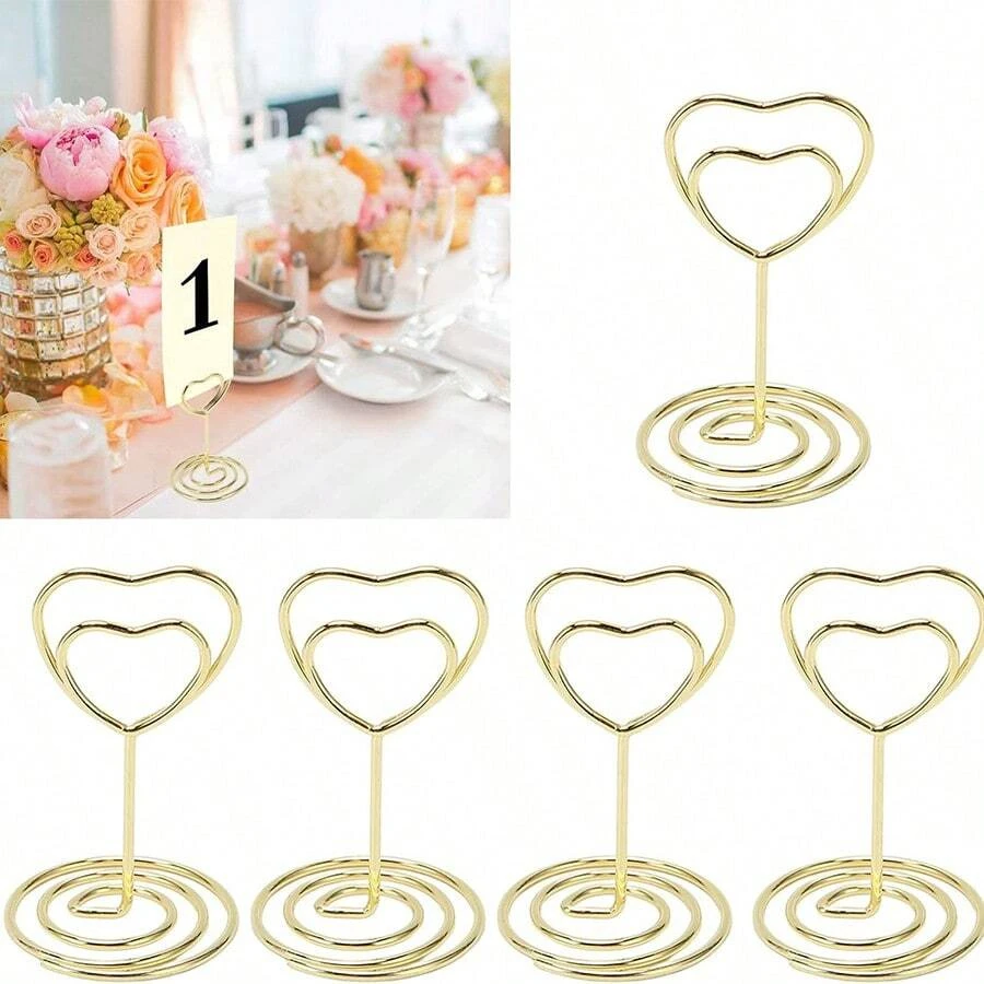 Place Card Holders Mini Table Number Holders Table Card Holders Wedding Heart Shaped Sign Picture Photo Holder 10-50pcs place card holders