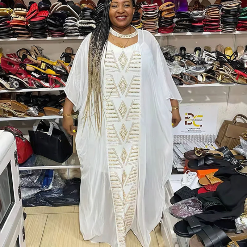 african style clothing White Black African Dresses for Women Vetement Femme 2022 Dashiki Christmas Boubou Robe Africain Femme Abaya Dubai Kaftan Dress african culture clothing Africa Clothing