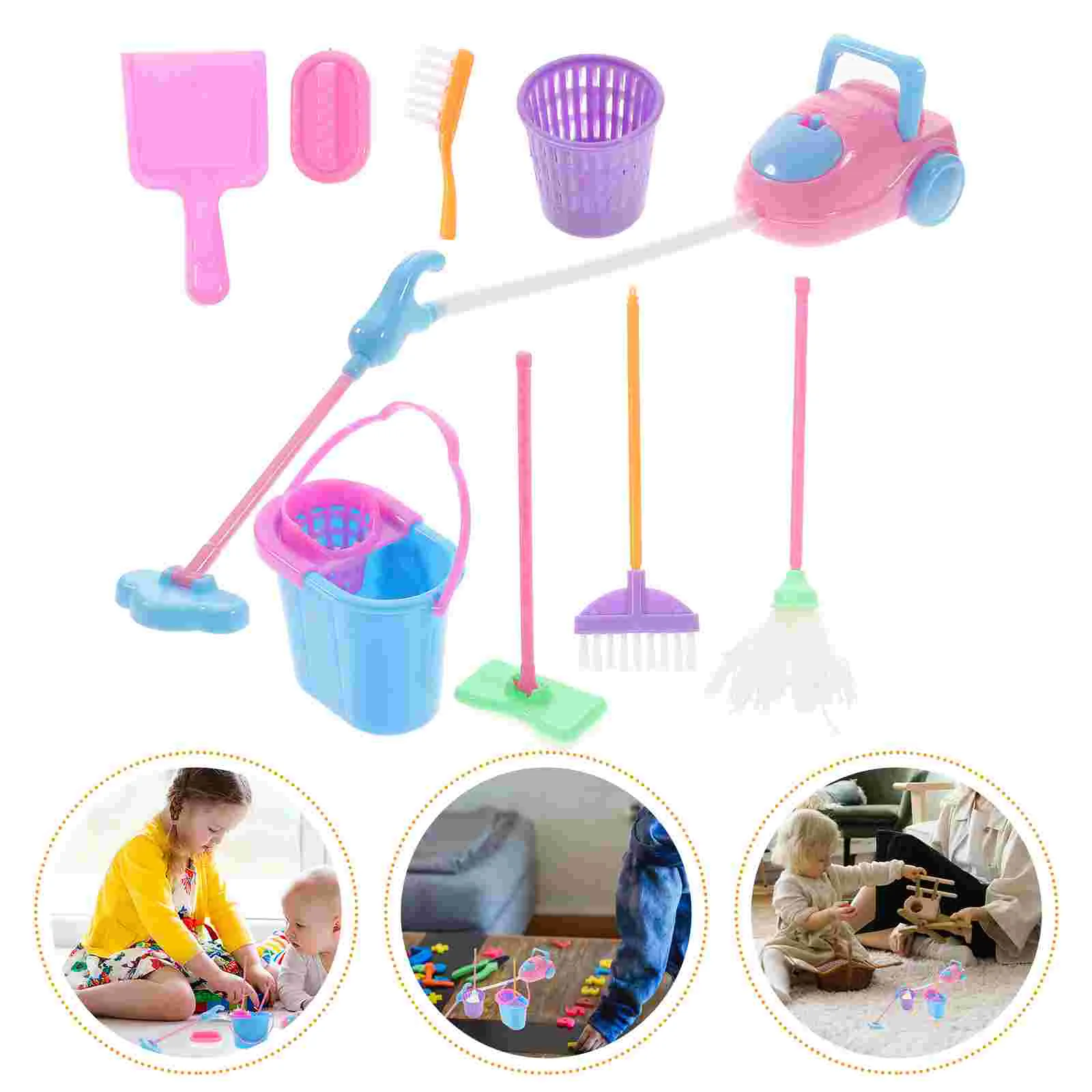 Mini House Cleaning Tools Kid Pretend Play Toy Housekeeping Tool Cleaning Broom Brush Washing House Cleaner For Children