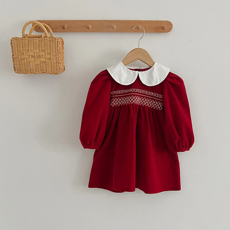 Baby Girls Clothes Autumn Toddler Baby Rompers Princess Dress Red Long Sleeves Girls Dress Christmas Sister Clothing girls dress princess costume kids clothes