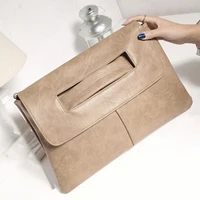 Sac de soirée à la mode, élégant et exquis, pochette vintage en cuir PU, sac à main à bracelet de grande capacité, portefeuille pour femmes envelo 4