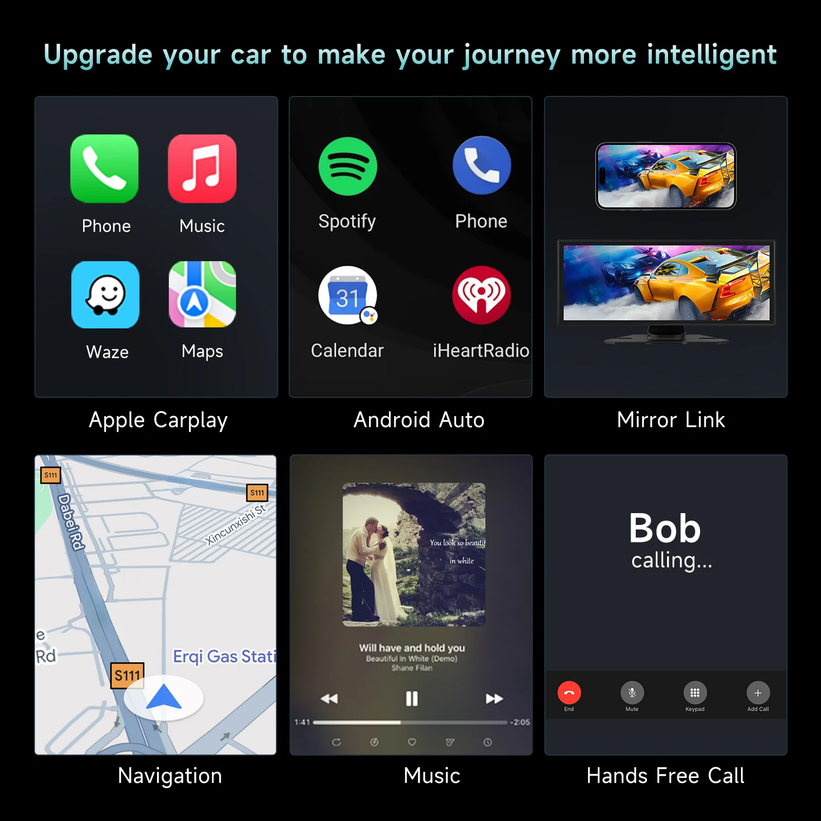 4K DVR 11.26 inch Universal Car Radio Multimedia Wireless CarPlay Android Auto Mirror Music Navigation Player With Dual Camera