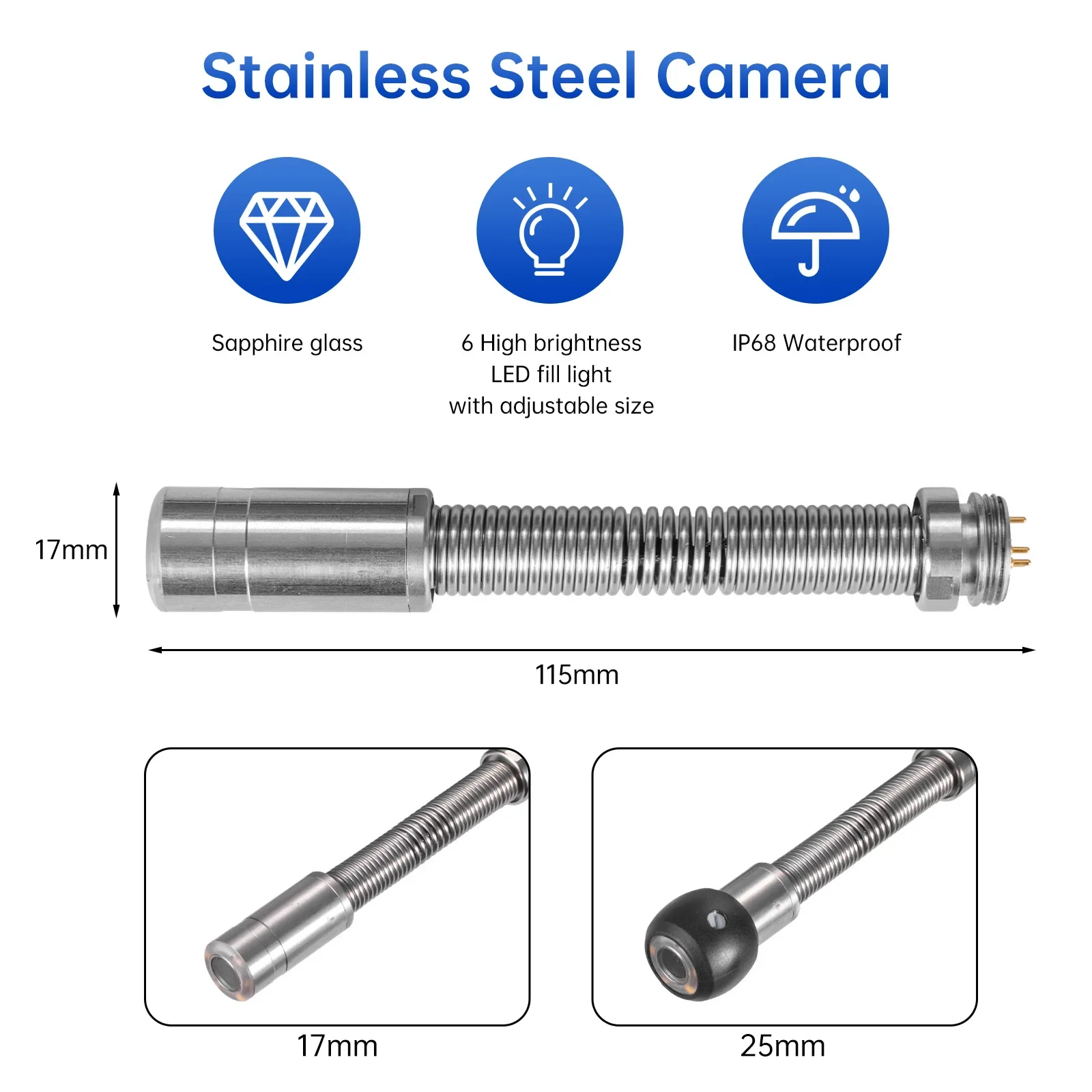 SYANSPAN Sewer Pipe Inspection Camera DVR 16GB Video Recording, Broecope Drain Camera IP68 Waterproof 8500MHA Battery 20/30/50M 3