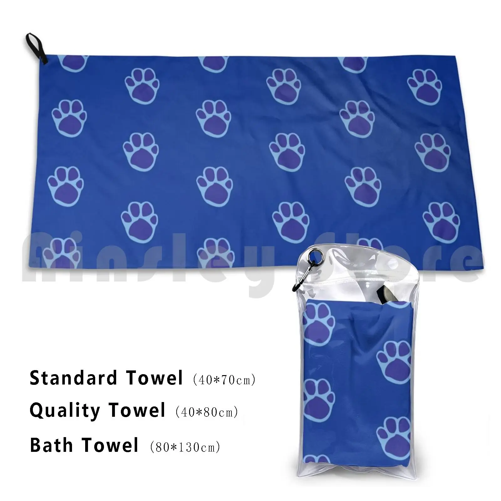 Blue'S Paw Print Pattern Asciugamano Da Bagno Cuscino Da Spiaggia Blue Blues Clues Paw Paw Paw Pattern Dog Steve Vintage