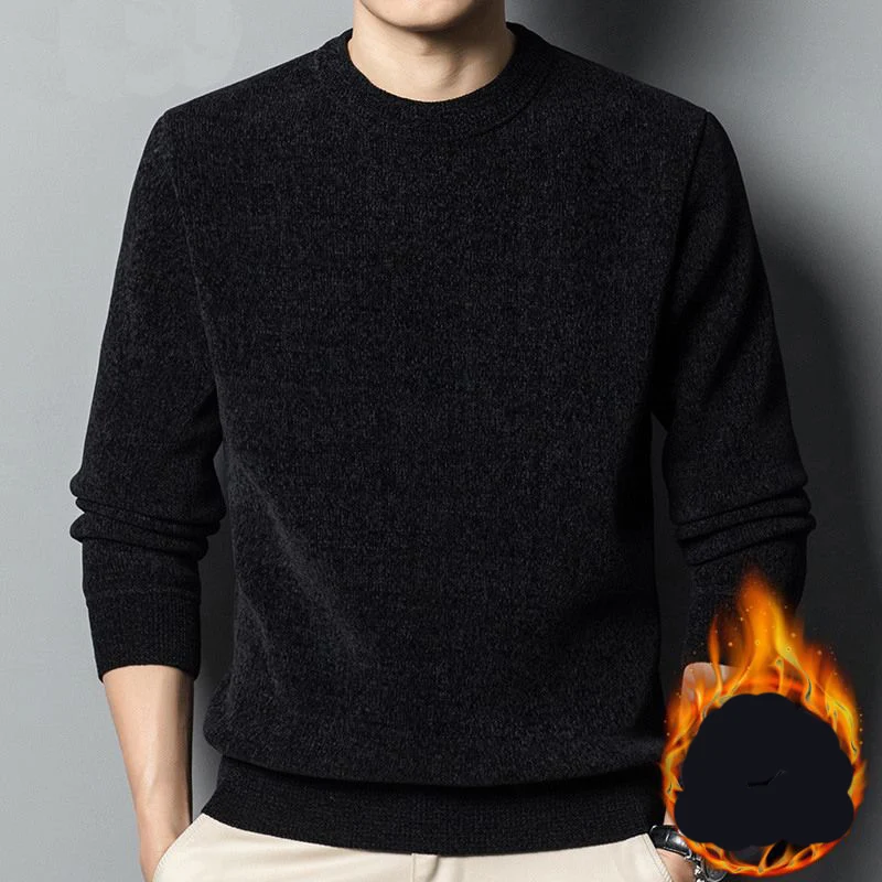 Autumn Winter Solid Fashion Harajuku Sweaters Men All Match Loose Casual Knitting Tops Long Sleeve Pullover Thick Male Clothes