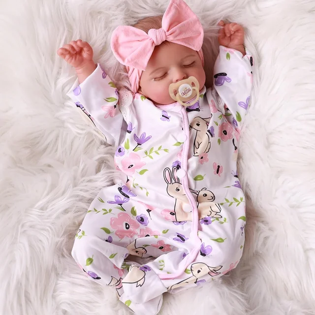 NPK 18inch Rosalie Newborn Baby Reborn Doll - Hand-Painted High-Quality 3D Skin Tone with Toy Included