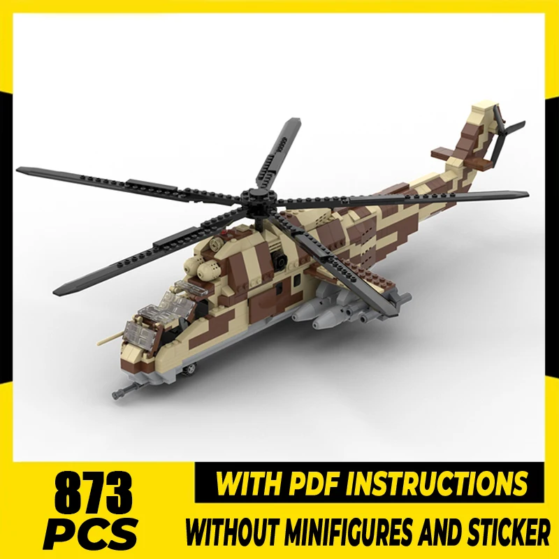 

Moc Building Bricks Military Mi-24 Helicopter Gunship Model Technology Modular Blocks Construstion Toy DIY Set Assembly Gifts