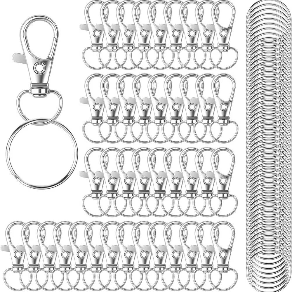 20PCS Keychain Hook 10pcs Key Ring 10pcs Keychain Clip Hook Flat Ring for Lanyard Jewelry Making DIY Crafts