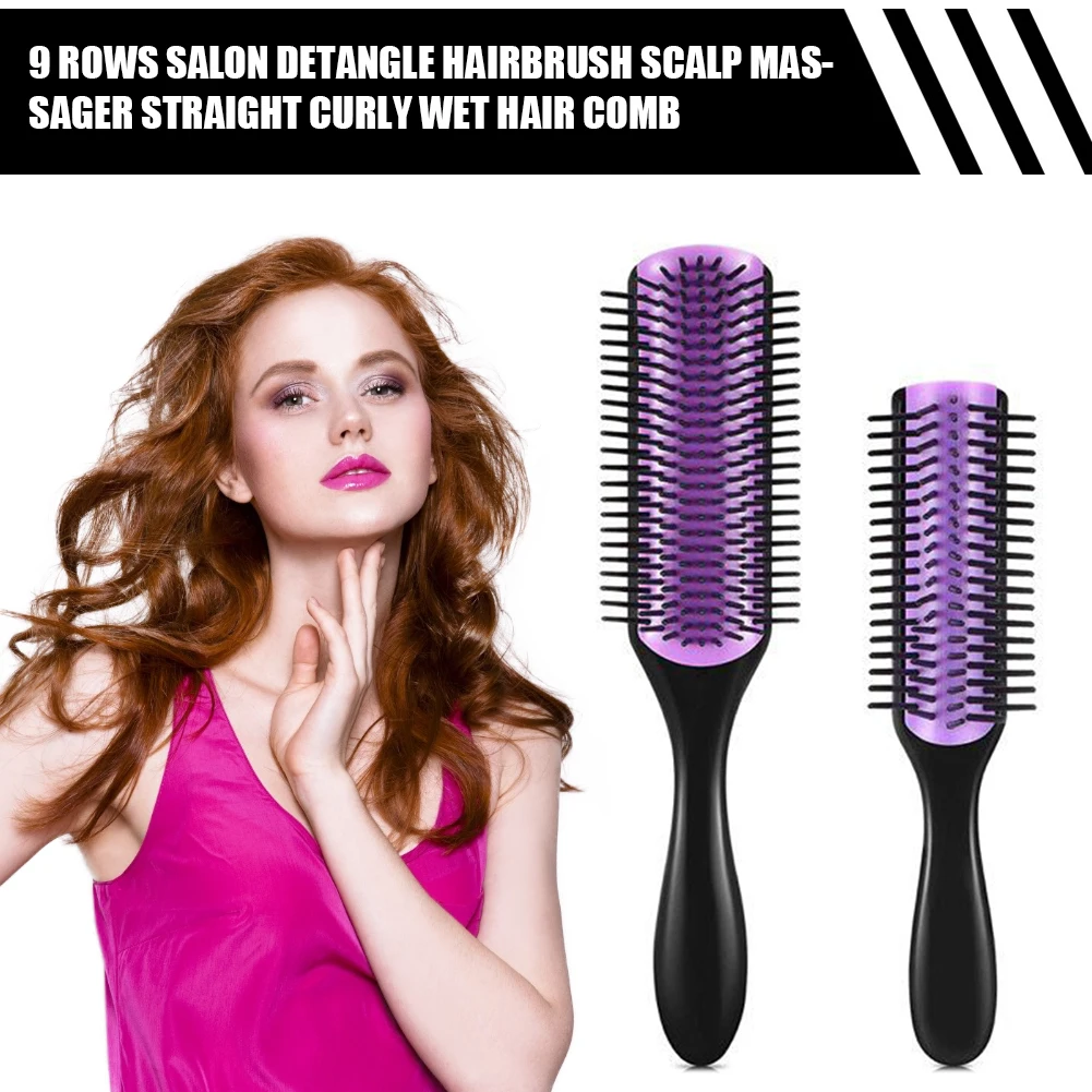 Detangling Hair Brush Denman Detangler Hairbrush Scalp Massager Straight Curly Wet Hair Comb For Women Home Salon Styling Tools 2