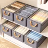 Collapsible Clothing Organizer Folding Clothes Storage Basket with Cover Metal Frame Underwear Storage Box Wardrobe Organizer 4