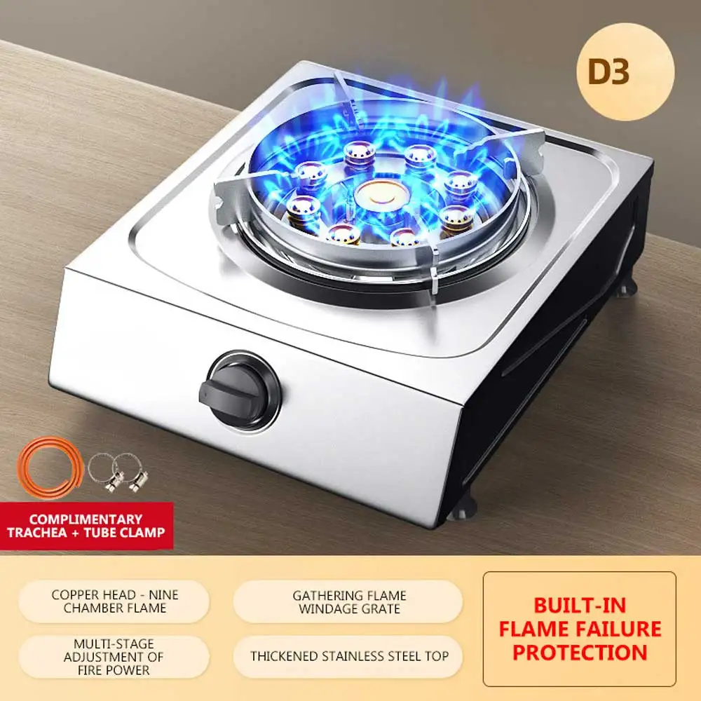 Household stainless steel flash stove for energy-saving and flameout protection Natural gas liquefied gas single stove