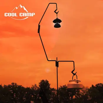 COOLCAMPPortable 접이식 램프 스탠드 후크, 랜턴 포스트 폴, 접을 수 있는 행잉 라이트 홀더, 야외 캠핑 낚시 용품