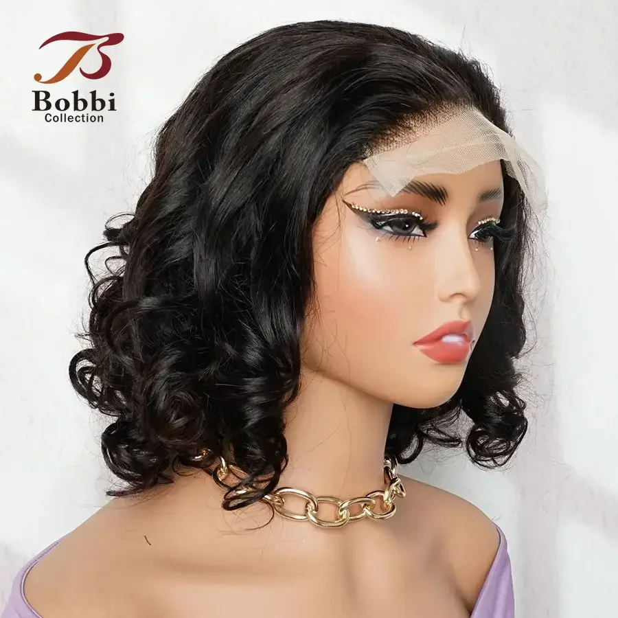 Loose Wave Human Hair Wig 5x5 Lace Front Wig For Women Natural Black Pre-plucked Transparent Lace