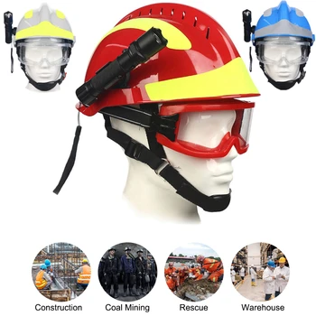 Casco di salvataggio di sicurezza F2 casco in ABS antincendio di salvataggio di emergenza con faro e occhiali protettivi casco protettivo per vigili del fuoco