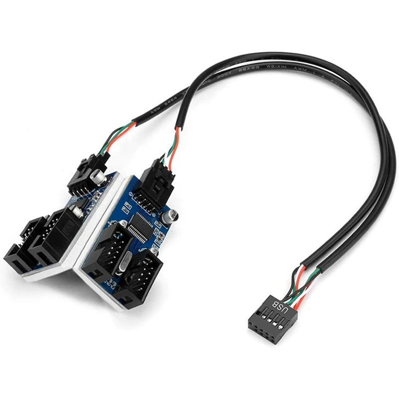 

2Pcs 9-Pin USB 2.0 Male 1 To 4 Female Splitter Chipset Extender USB 9-Pin Extension Cable 1-To-4 2.0 Hub