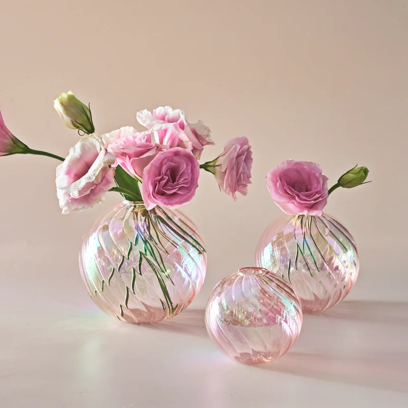 Iridescent Ball Vases Decoration Home Living Room Flower Pot for Interior Glass Vase Tabletop Plants Home.jpg