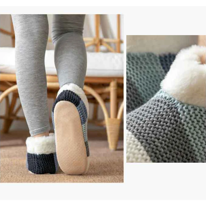 Home Slipper Womens Winter Warm Fuzzy Furry Contton Plush Anti Skid Grip Sole Indoor Female Fluffy House Shoes Ladies 2024 New