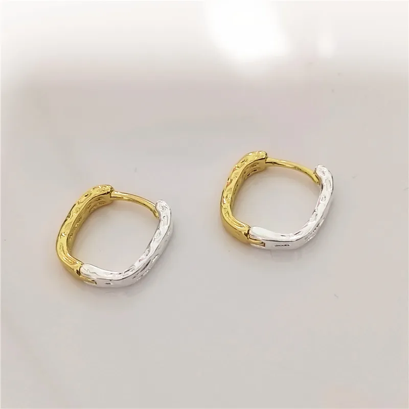 925 posrebrzany srebrno-złoty kolor okrągłe kolczyki koła dla kobiet dziewczęcy biżuteria punkowa weselny eh763
