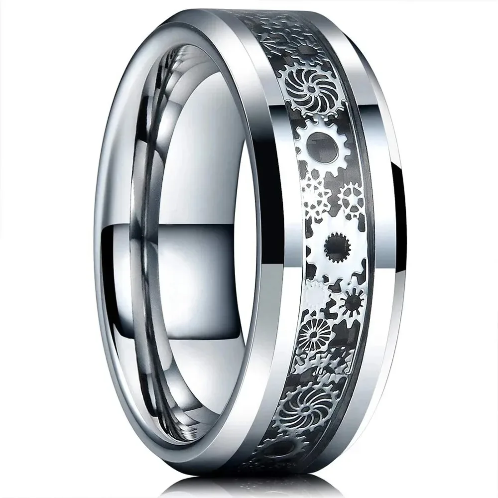 Sleek 8mm Silver Stainless Steel Matte Finish Ring with Beveled Edge – Elegant Unisex Jewelry for Weddings, Parties, and Gifts