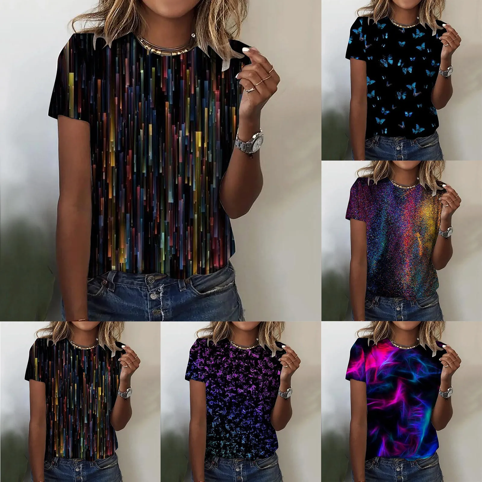 

Long Sleeve Shirt Women for Layering Womens Daily 3d Vintage Print O Neck Tops Short Long Sleeve Cotton T Shirt Animal Lady