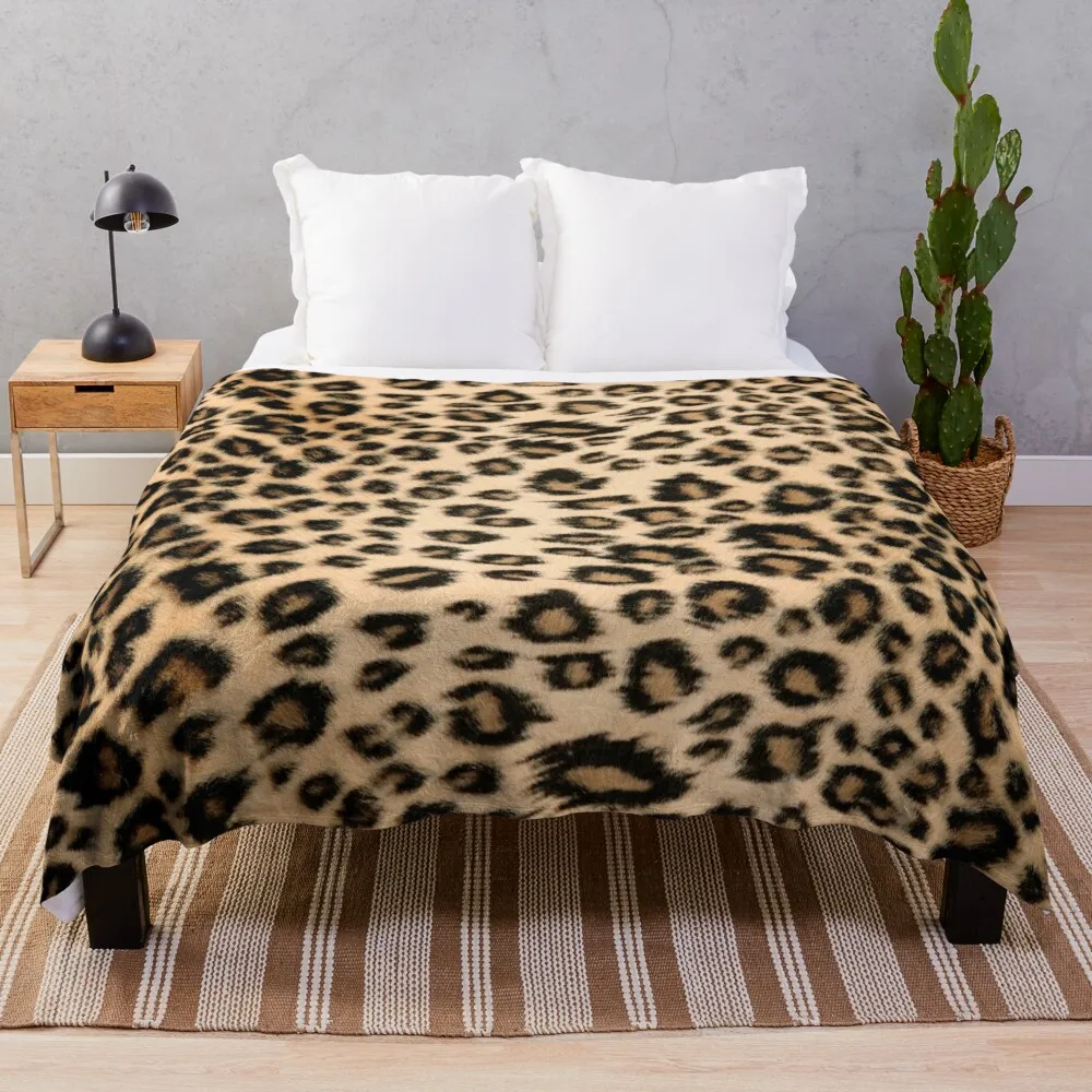 

Leopard Faux Fur Throw Blanket Flannel Fabric Soft Blankets