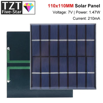 GREATZT Pannello Solare Policristallino 7V 210mA 1.47W 110*110MM Mini Sistema Solare Fai-da-Te per Caricabatterie Cellulare